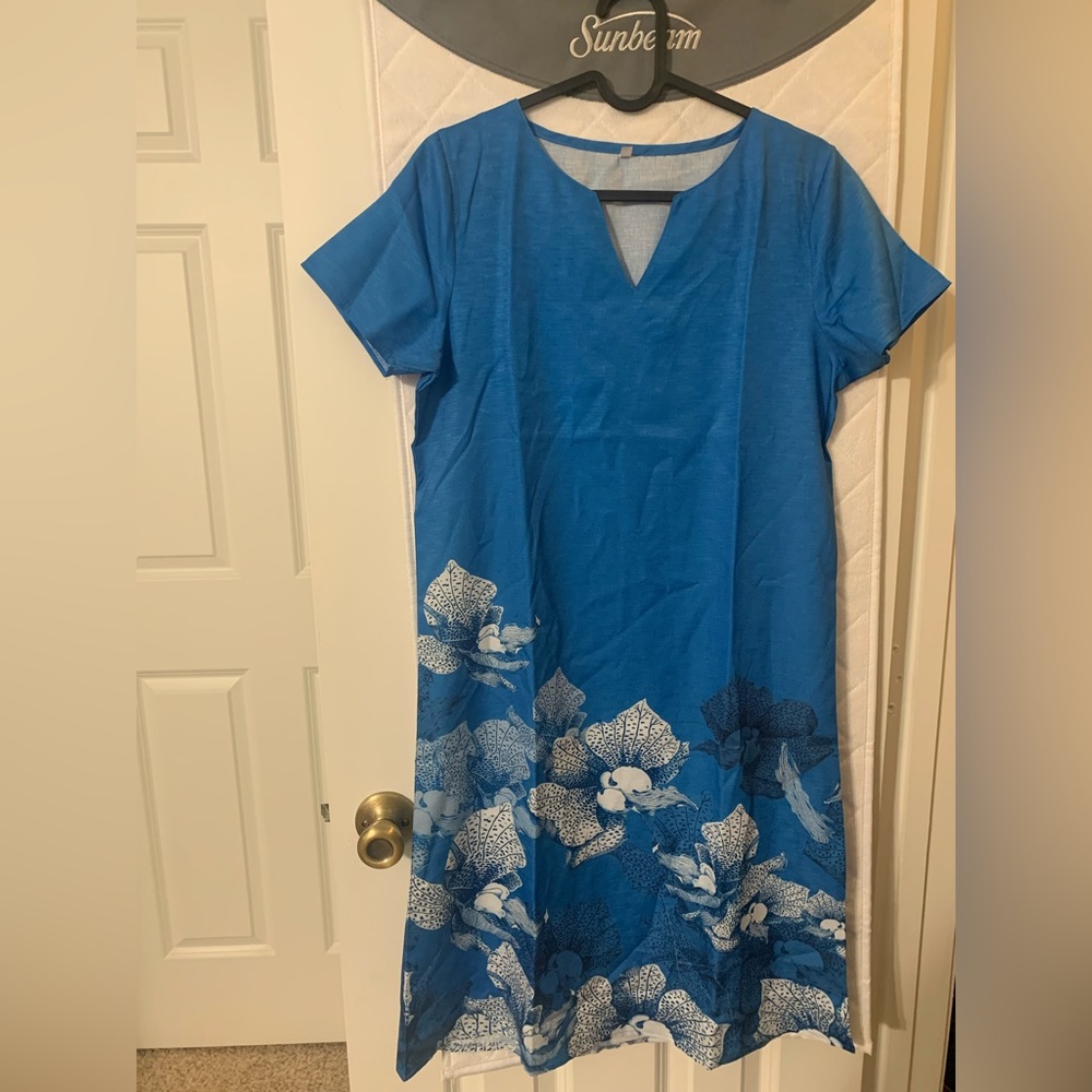 Blue orchid flower dress / swim coverup